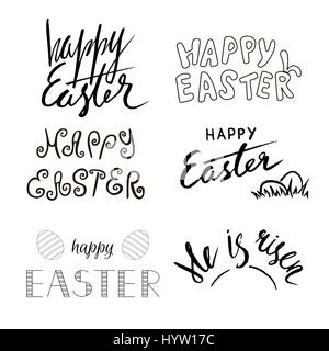 Happy Easter, He is Risen. Hand written calligraphy. Easter theme. Hand drawn text. Vector illustration. Stock Vector