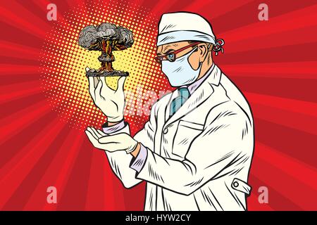 nuclear scientist and atomic bomb Stock Vector