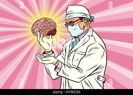 Surgeon doctor and the human brain Stock Vector