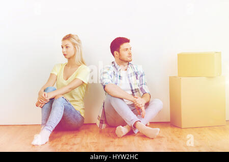 unhappy couple having argument at home Stock Photo