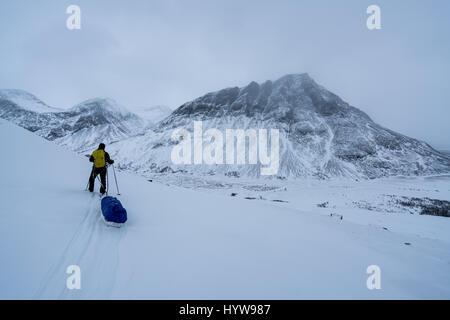 Ski touring in Abisko region and national park, Sweden, Europe Stock Photo