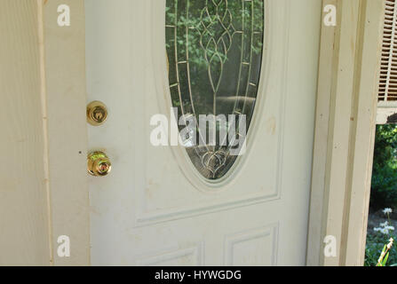 July 25, 2008 - The front door of the Presba home on Meadowbrook Road in Garden Valley was reportedly splattered with blood. This photo was taken July 25, 2008 as investigators search for missing widow and murder suspect Patty Presba. Photo by Krysten KellumMountain Democrat (Credit Image: © Mountain Democrat via ZUMA Wire) Stock Photo