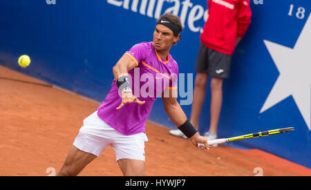 Barcelona, Spain. 26th April, 2017. Spanish tennis player Rafael Nadal during a second round game against Rogerio Dutra Silva at 'Barcelona Open Banc Sabadell - 65º Trofeo Conde de Godó'. Credit: David Grau/Alamy Live News. Stock Photo