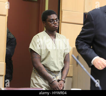 Fort Lauderdale, FL, USA. 26th Apr, 2017. Kodak Black is in court for the third day of his probation hearing. Carline Jean/Staff Photographer Credit: Sun-Sentinel/ZUMA Wire/Alamy Live News Stock Photo