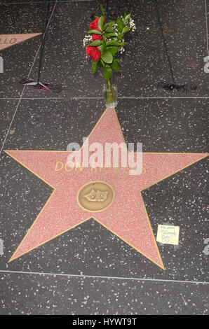 Hollywood, California, USA. 6th April, 2017. April 6; Hollywood CA:Flowers placed on Don Rickles Star on the Hollywood Walk of Fame, Hollywood, CA 04-06-17 Credit: Dave Edwards/MediaPunch Credit: MediaPunch Inc/Alamy Live News Stock Photo