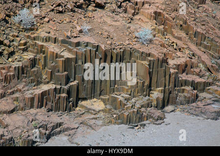 Basalt columns at Twyfelfontein, Damaraland,Namibia Stock Photo