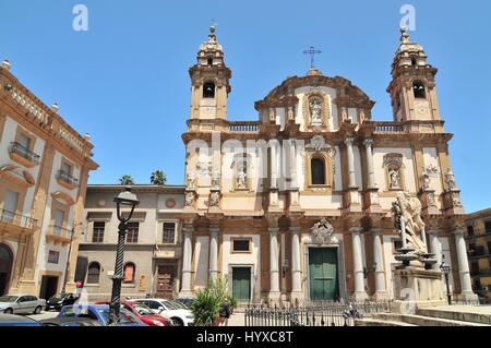 Church of Saint Dominic in Palermo Italy is the second in importance only to the Cathedral and is located in the Saint Dominic square in the neighborh Stock Photo