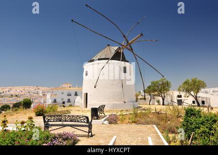 View of traditional windmill, Vejer de la Frontera, Andalusia, Spain Stock Photo