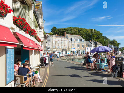 Padstow Cornwall Padstow village centre and harbour shops and boats Cornwall west country England gb uk eu europe Stock Photo