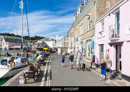 Padstow Cornwall Padstow village centre and harbour shops and boats Cornwall west country England gb uk eu europe Stock Photo