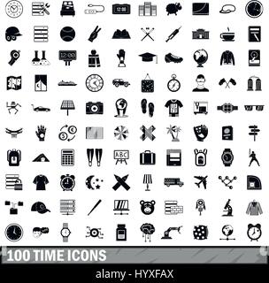 100 time icons set black Stock Vector Image & Art - Alamy