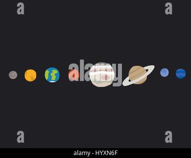 Simple cartoon planets in our solar system. Stock Vector