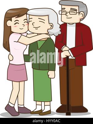 Happy family, senior couple with pretty daughter Stock Vector