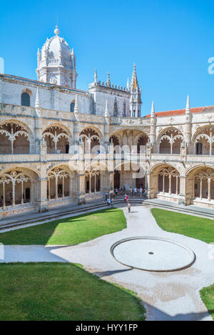 Cloister view in Jeronimos Monastery, 06-29-2016 Lisbon Stock Photo