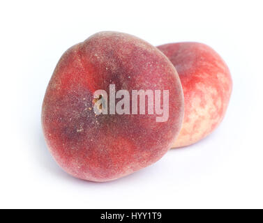 Flat nectarine isolated on white Stock Photo