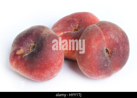 Flat nectarine isolated on white Stock Photo
