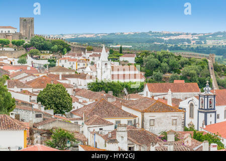 Scenic summer sight in Obidos, Leiria District, Portugal Stock Photo