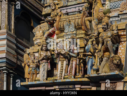 Pettah Colombo Sri Lanka New Kathiresan Kovil Temple Dedicated To War God Murugan Close Up Of Hindu Gods Stock Photo