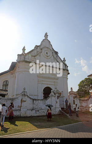 Galle Sri Lanka Galle Fort Dutch Reformed Church built around 1755 Locals and tourists outside Stock Photo