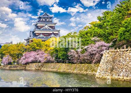 Hiroshima, Japan at Hiroshima Castle in springtime. Stock Photo