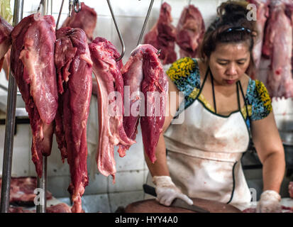 Open-air meat market in Ho Chi Minh City, Vietnam.  7 December, 2011. Stock Photo