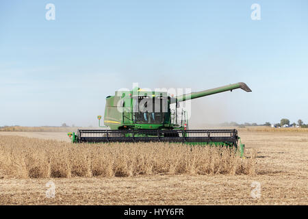 2013 soybean harvest in southeastern Iowa. Stock Photo