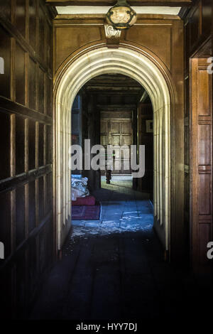 UNITED KINDOM: HAUNTING images reveal the crumbling remains of the Oxfordshire mansion – purportedly worth £12M and once owned by Pink Floyd’s David Gilmour. The eerie photographs show crockery still on display in cabinets in the dining room and crumbling walls that have collapsed into corridors, one room is home to a pool table that looks like it has been abandoned mid-game and an elaborate mural decorates the walls. Outside in the garden, weeds have taken over the patio and swamped the desolate table and chairs and some bushes have grown taller than the downstairs windows. The spooky images  Stock Photo