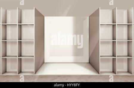 3D illustration of empty shelf on the department store Stock Photo