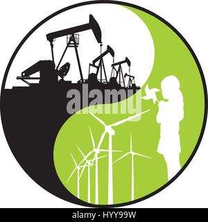 Yinyang fossil and green energy Stock Vector