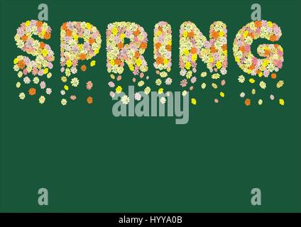 Spring flowers in spring title Stock Vector