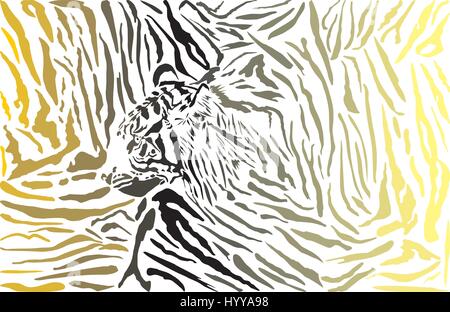 Tiger camouflage background with head Stock Vector