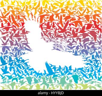 Abstract rainbow predator birds Stock Vector