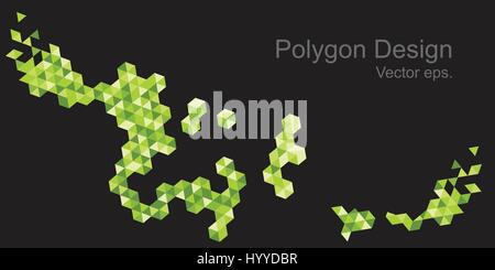 Hexagon design green color tone black color background.Web design,  Technology, science, Design element. Stock Vector
