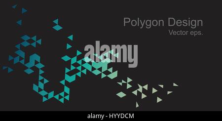 Triangle design green and yellow color tone black color background.Web design,  Technology, science, Design element. Stock Vector