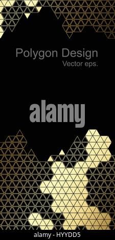 Hexagon and Triangle design gold and black color tone background vertical. Web banner design, Technology, science, Design element. Stock Vector