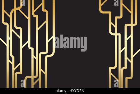 Gold LINE forest design black background. Web design, Technology, science, Design element. Stock Vector
