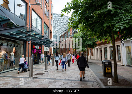 Approaching the entrance of the Victoria Square Shopping Centre. Belfast, County Antrim, Northern Ireland, UK Stock Photo