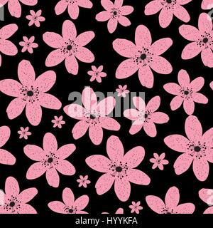 Abstract Natural Seamless Pattern Background with Pink Flowers.  Stock Vector