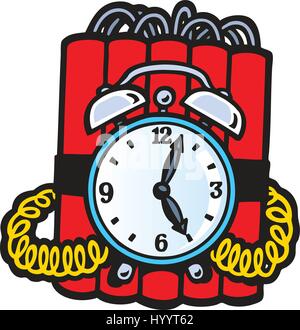 Bomb with Clock Timer. Vector Illustration. Stock Vector