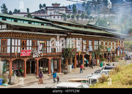 Eastern Bhutan, Mongar, early morning in town centre Stock Photo