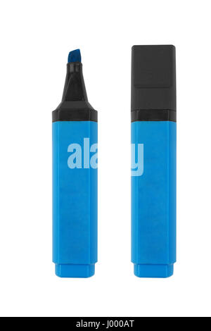 Blue highlighter isolated on white background Stock Photo