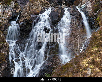 Waterfall in mountain stream of Allt na Dunaiche, Isle of Skye, Scotland, UK Stock Photo