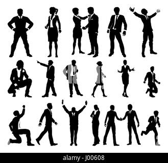 A set of very high quality business people or office worker silhouettes Stock Photo