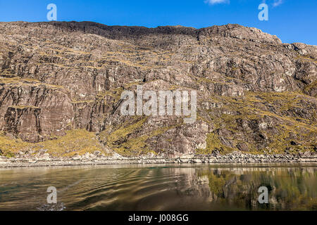 'The Bad Step', below Sgurr na Stri on The Cuilin, Loch Scavaig, Isle of Slye Stock Photo