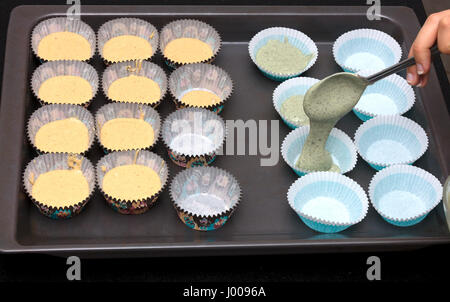 preparing cupcakes recipe in the kitchen, different flavours, just for baking Stock Photo