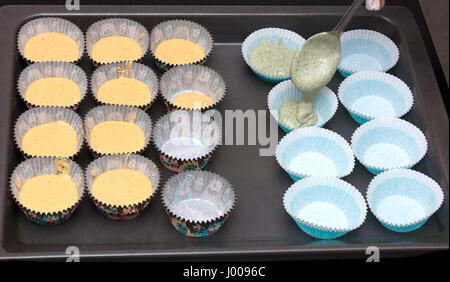 preparing cupcakes recipe in the kitchen, different flavours, just for baking Stock Photo