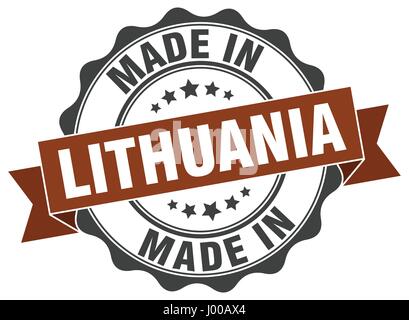 made in Lithuania round seal Stock Vector