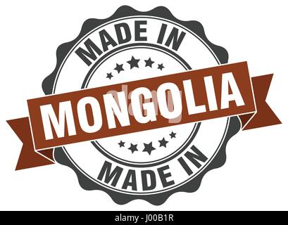 made in Mongolia round seal Stock Vector