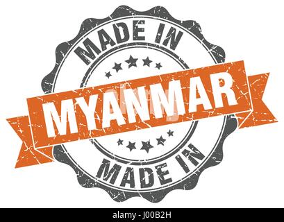 made in Myanmar round seal Stock Vector