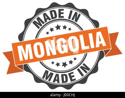 made in Mongolia round seal Stock Vector